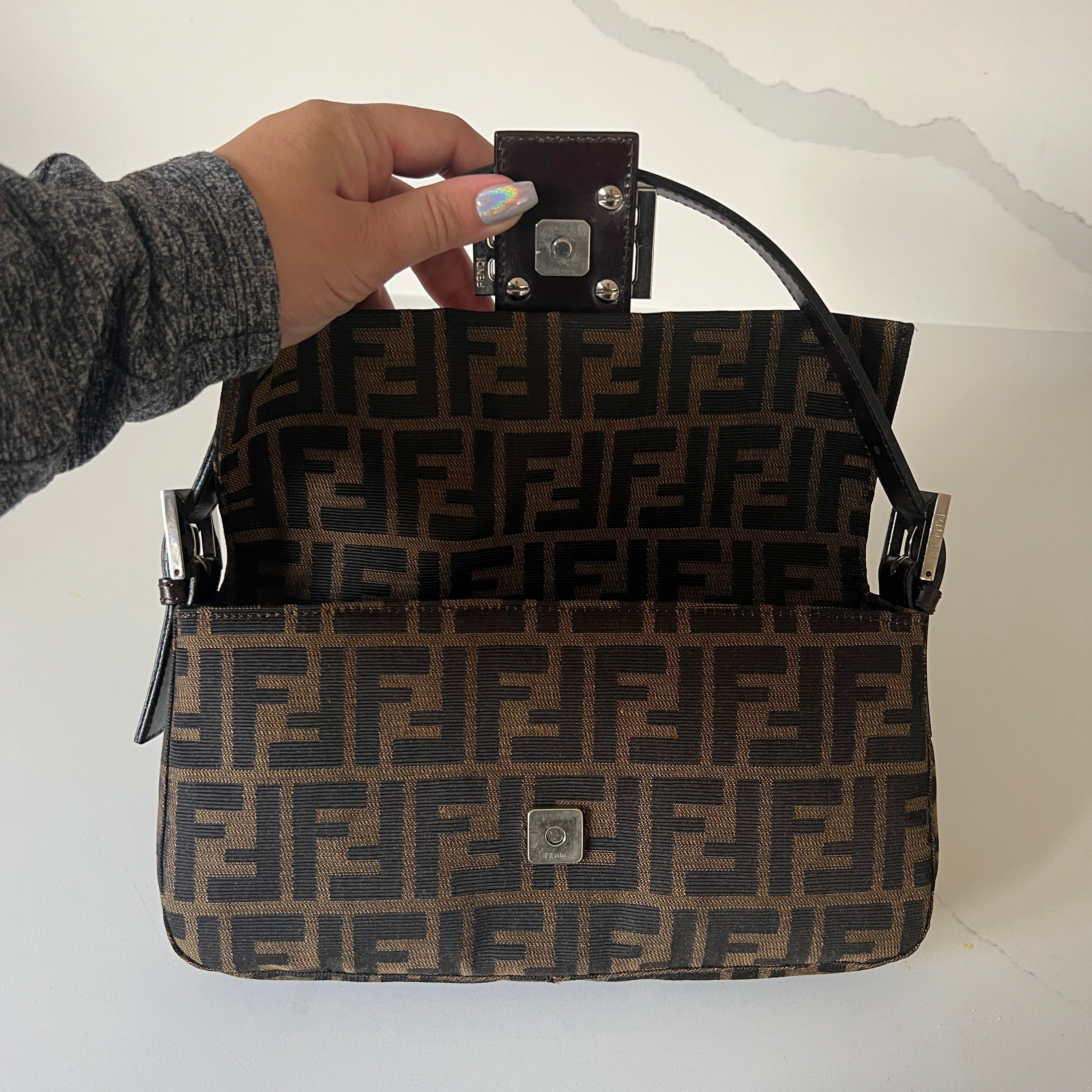 Fendi Zucca  Baguette Shoulder Bag