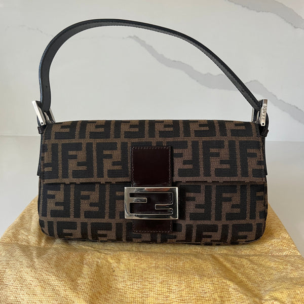 Fendi Zucca  Baguette Shoulder Bag