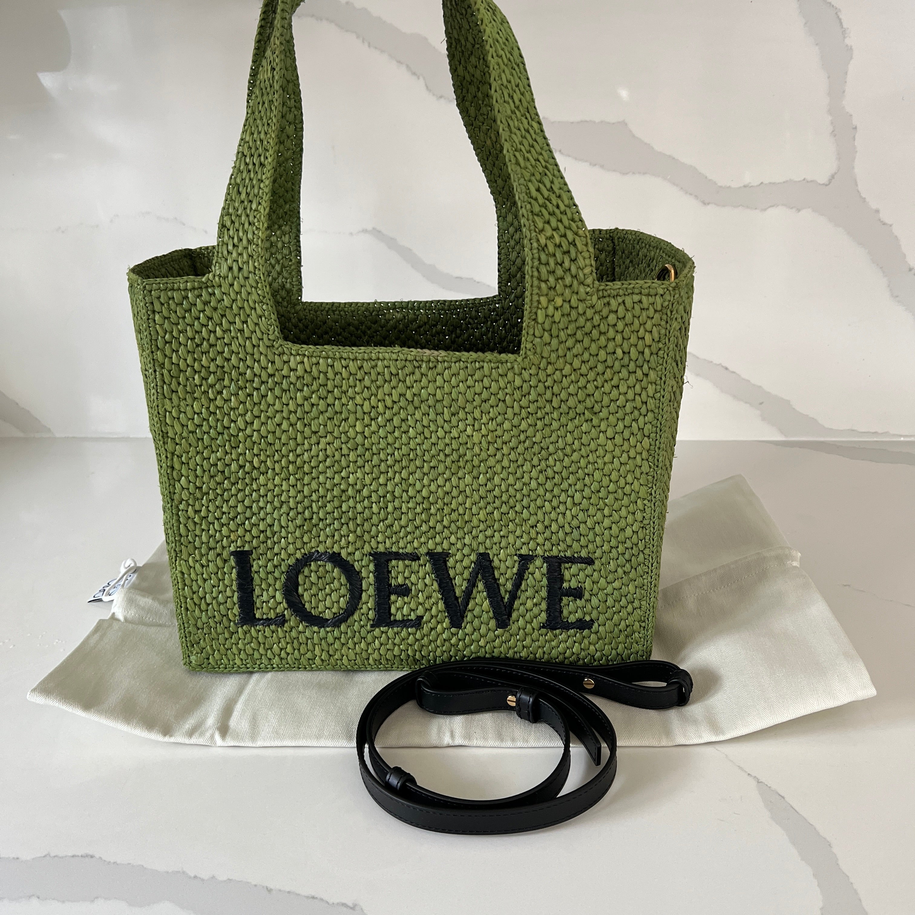 Loewe Small Raffia Font Tote