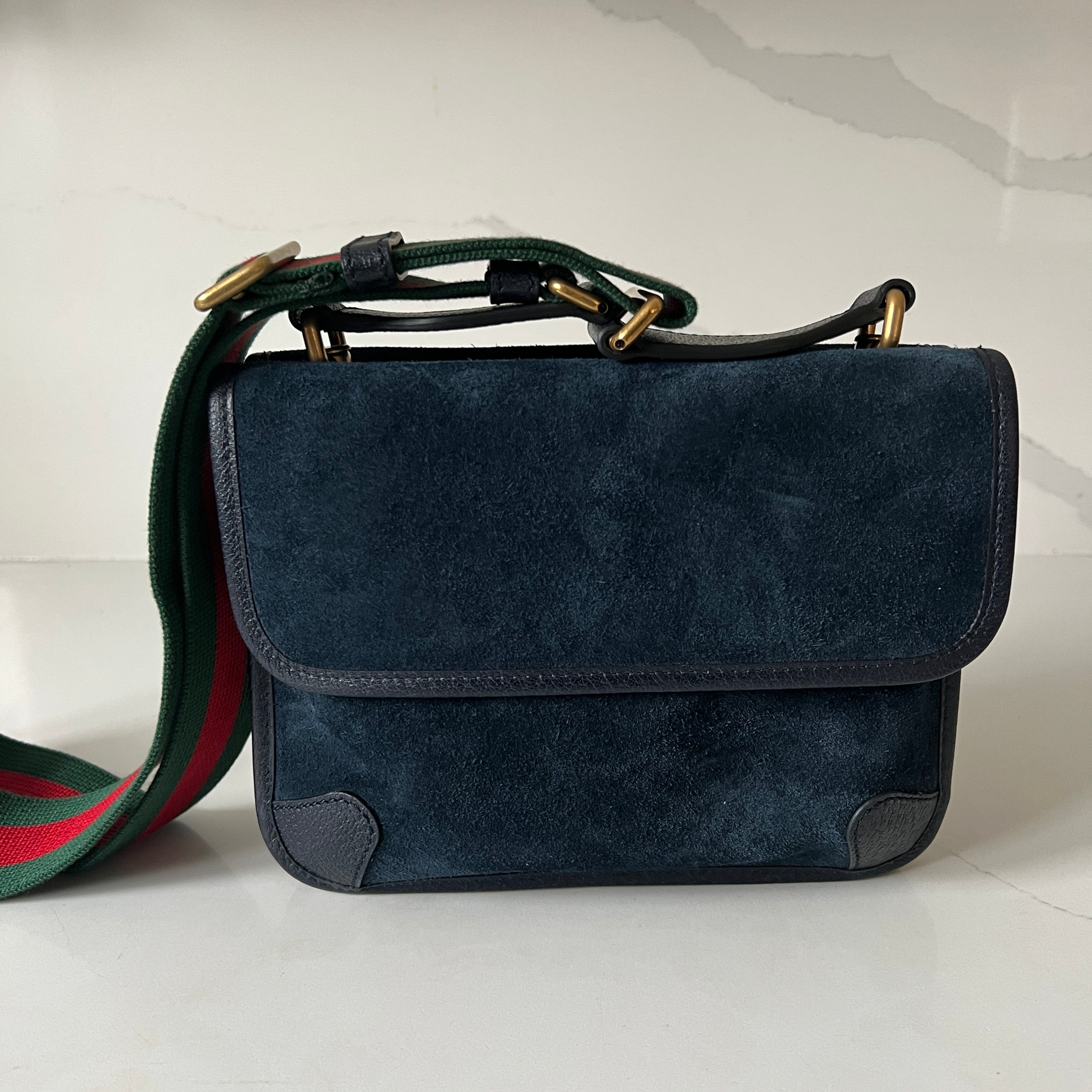 Gucci Suede Web Messenger Bag