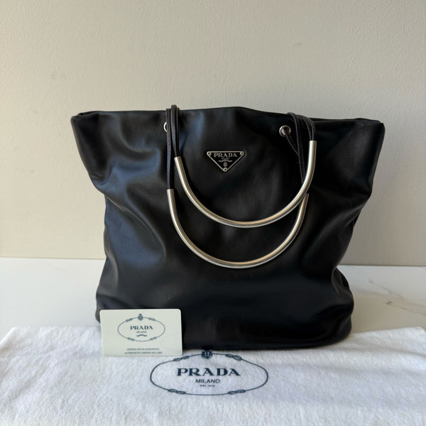Prada Metal Handle Tote