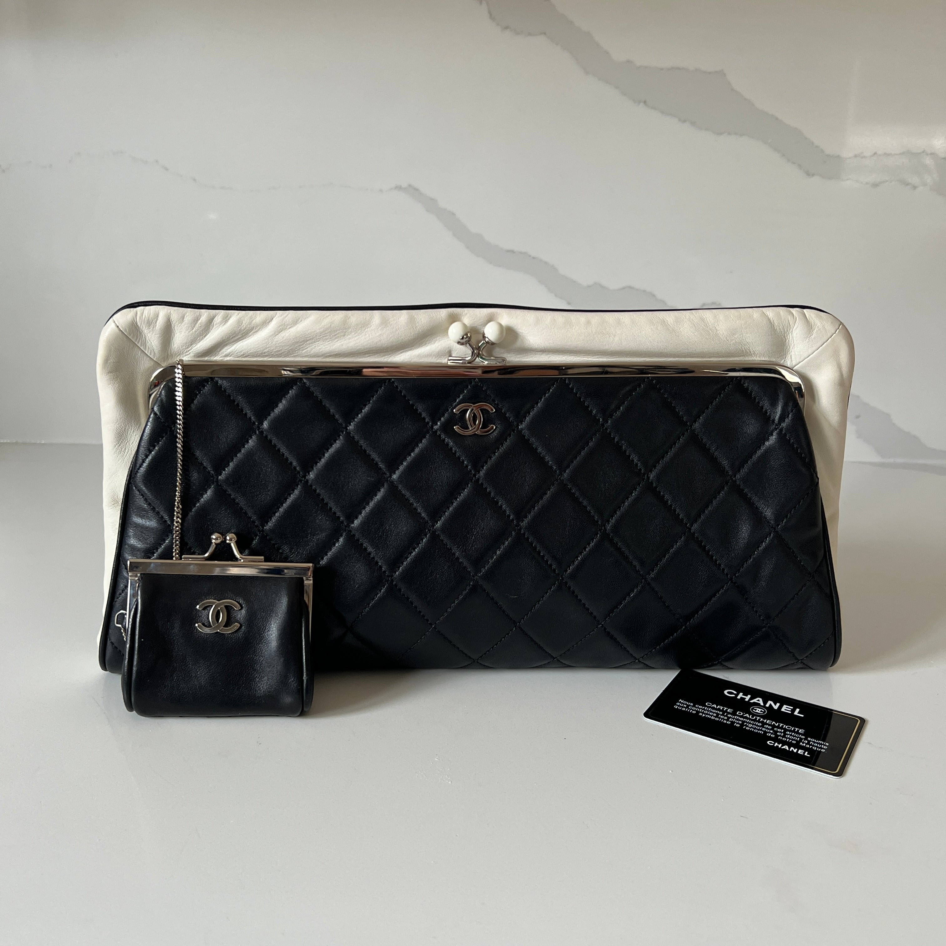 Chanel Oversized Kisslock Clutch and Coin Pouch