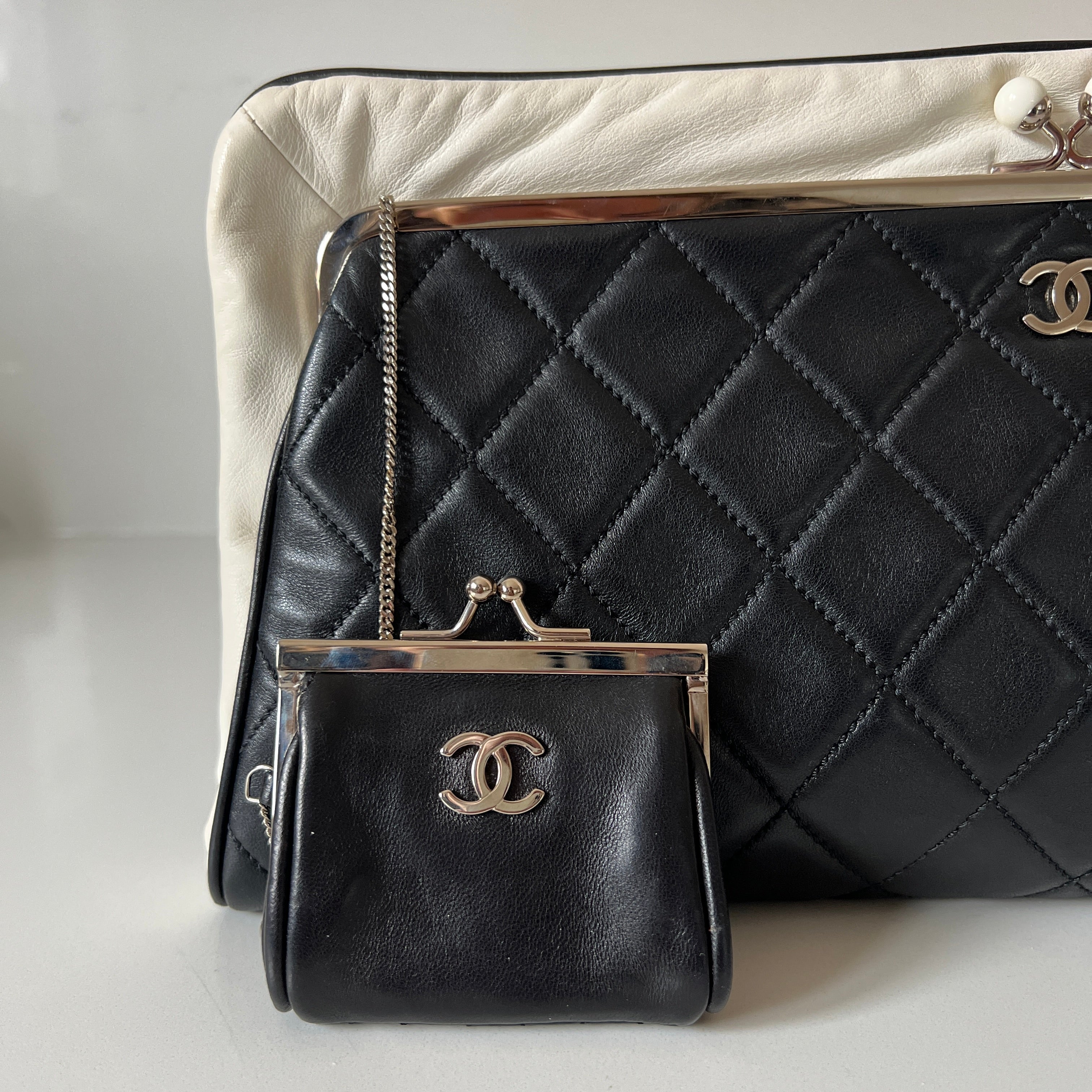 Chanel Oversized Kisslock Clutch and Coin Pouch